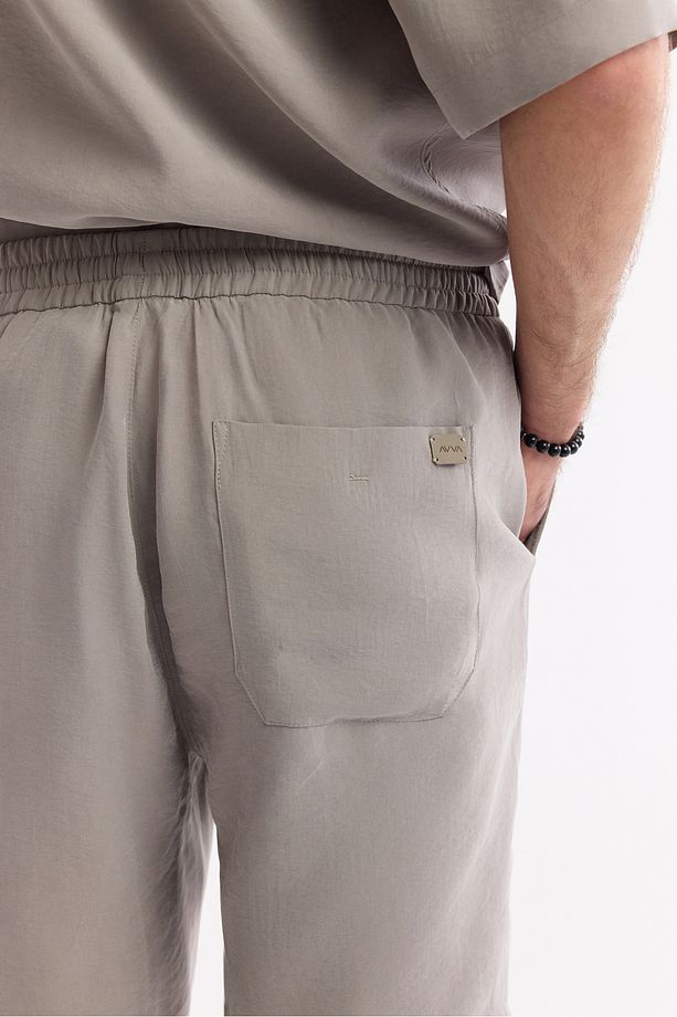 Erkek Nardo Gri Relaxed Fit Beli Lastikli Bağcıklı Modal Karışımlı Soft Touch Şort A51y3703 - 5
