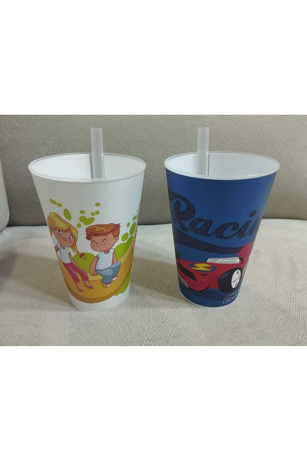 Pipetli Kamışlı Bardak 4lü Set Karma Renkler - 8