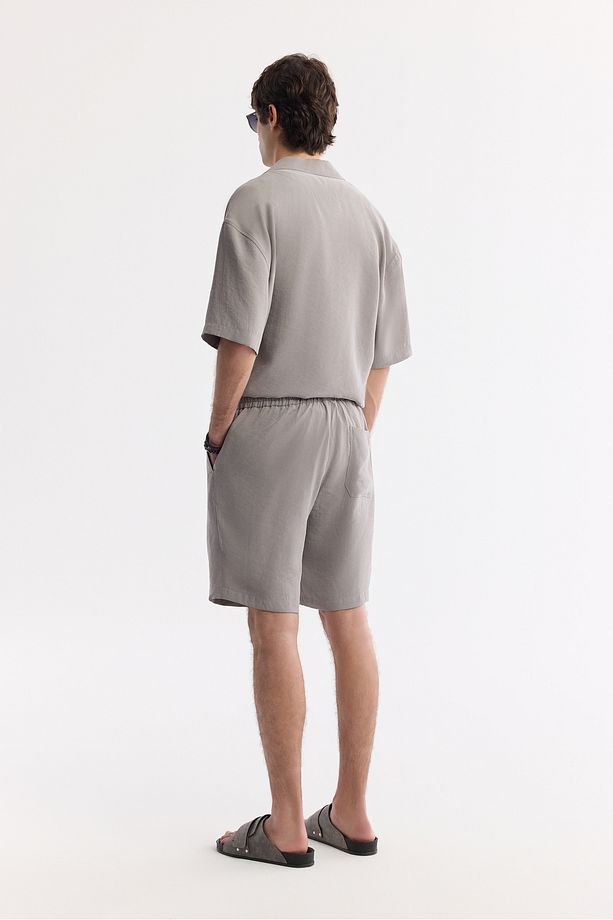 Erkek Nardo Gri Relaxed Fit Beli Lastikli Bağcıklı Modal Karışımlı Soft Touch Şort A51y3703 - 3