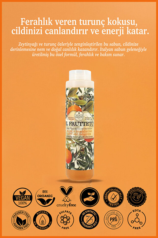 Il Frutteto Olive Oil Tangerine Duş Jeli 300 ml | Turunçgil ve Zeytinyağı Özü | Nemlendirici | Duş J - 3