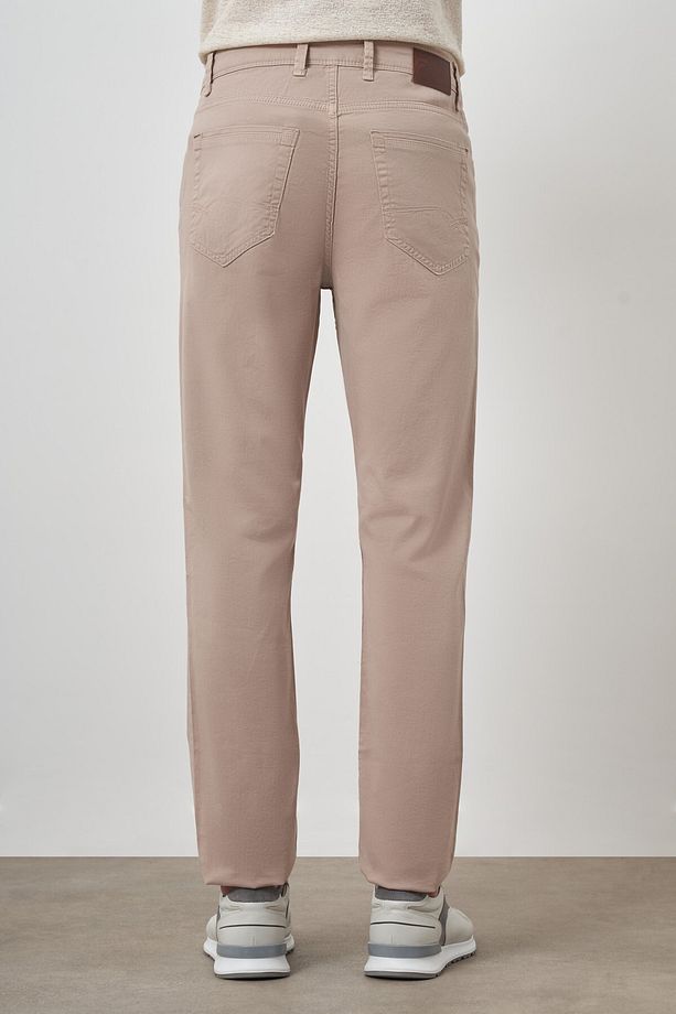 Erkek Bej Pamuk 5 Cep Dynamic Fit Jean Kot Pantolon - 5