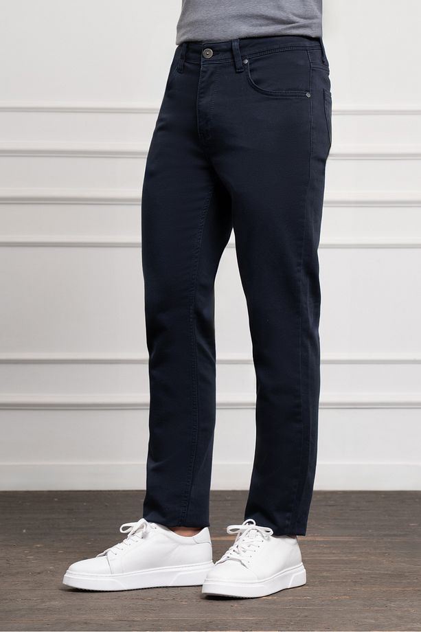 Erkek Lacivert Mevsimlik Pamuk 5 Cep Dynamic Fit Jean Pantolon - 2
