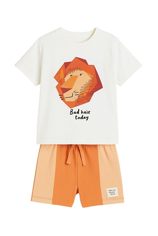 طقم شورت للأولاد - نمط الأسد - 5