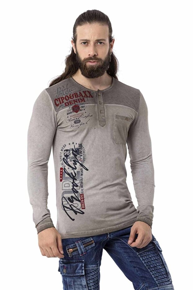 Cl527 Buttoned Basic Anthracite Sweatshirt - 1
