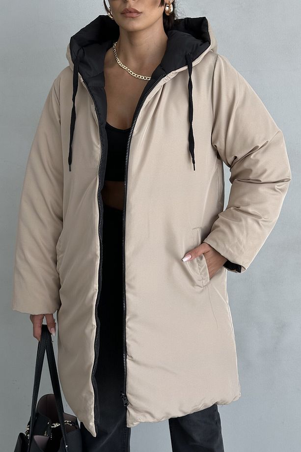 Regular Fit Çift Taraflı Uzun Şişme Mont - 5