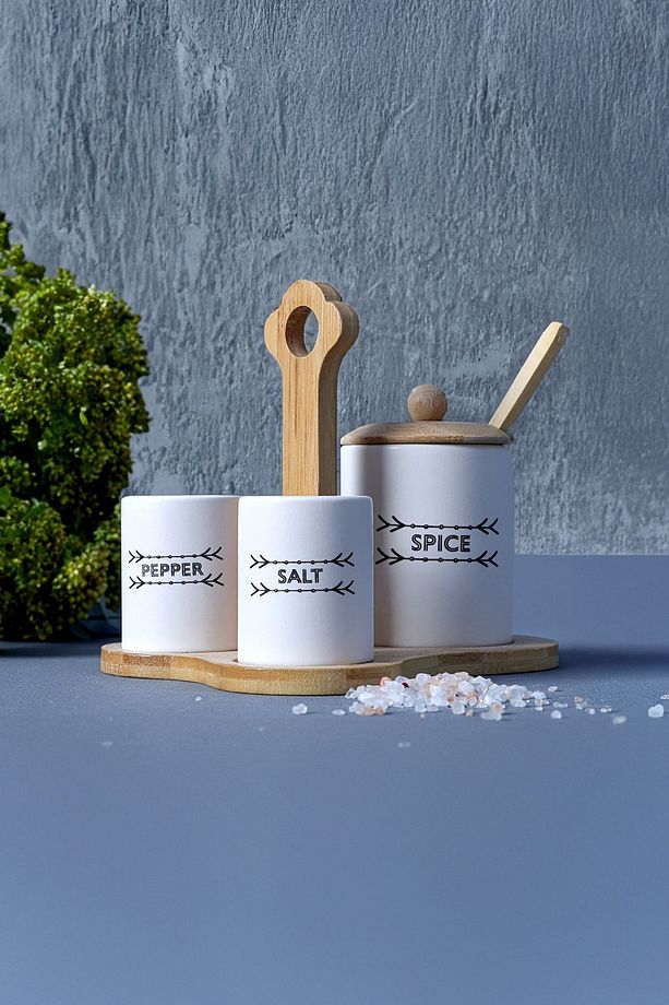 Bambu Standlı 3 Parça Baharat Seti Tutku 1421 - 2