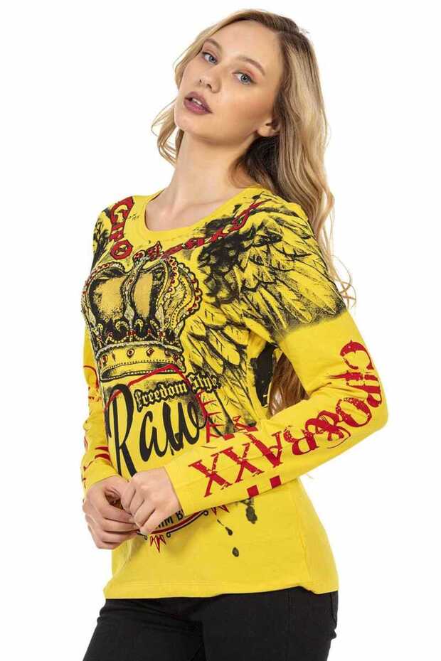 تي شيرت نسائي مطبوع بأكمام طويلة WL284