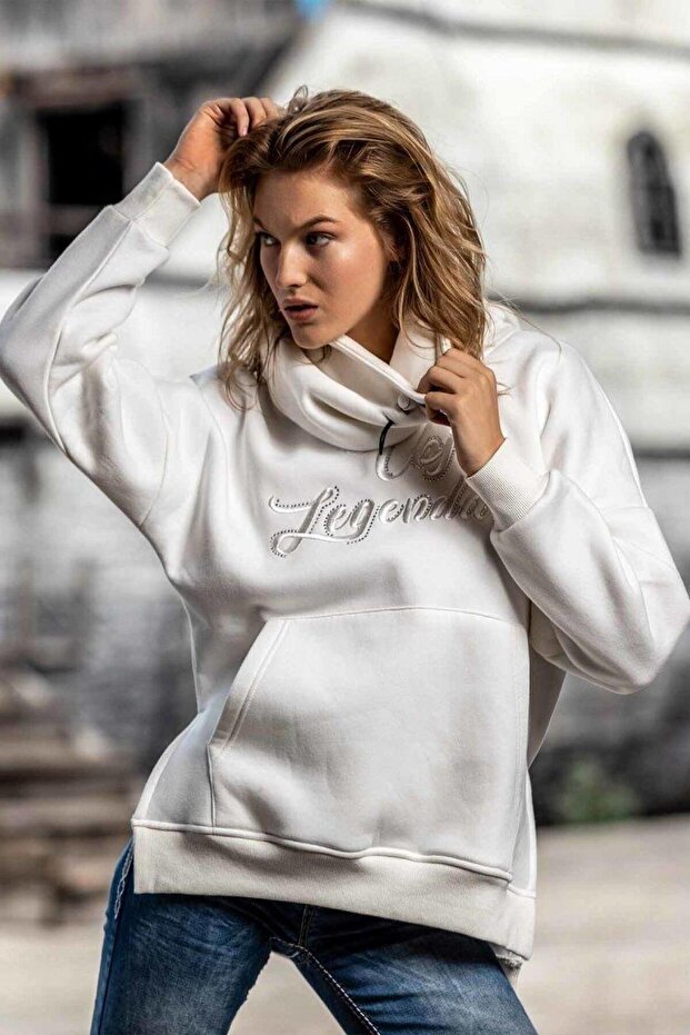 Wl331 Hooded Shabby Ecru Sweatshirt