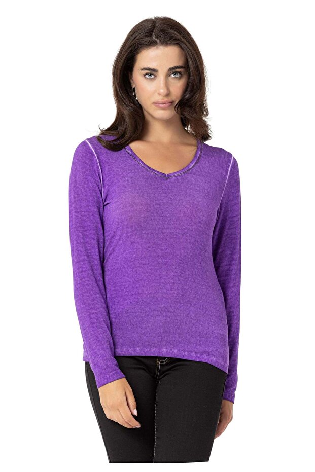 WL355 Kadın Yaka Kısmı Detaylı Basic Üst - 2