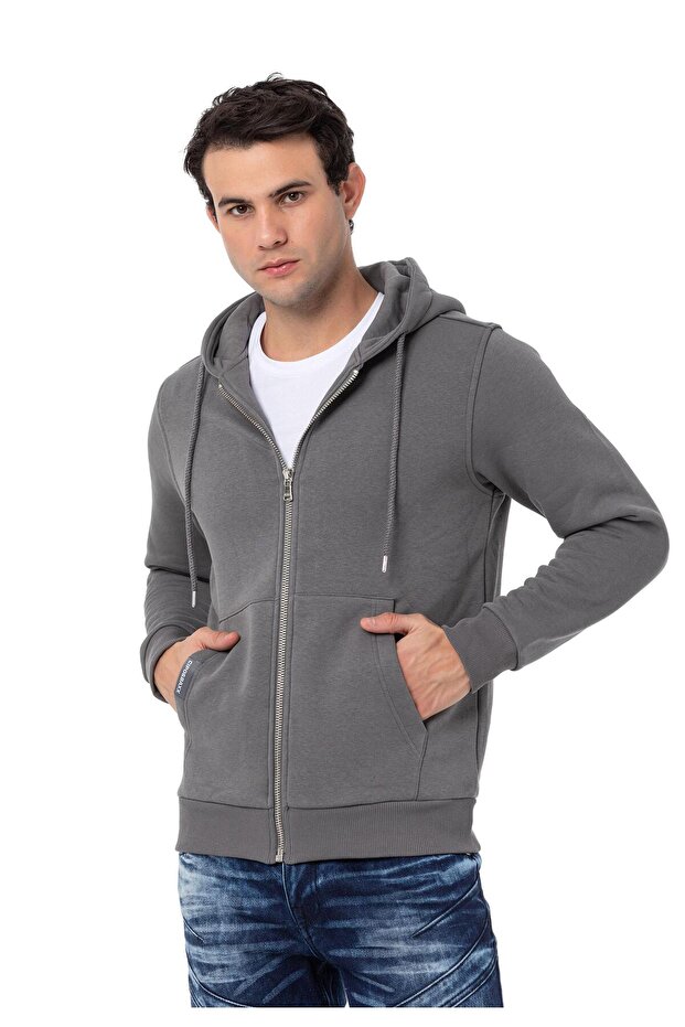 CL556 Erkek Basic Zip Sweatshirt - 4