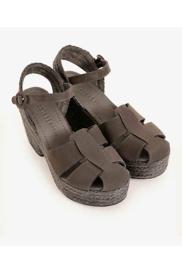 Yüksek Tabanlı Deri Espadril - 4