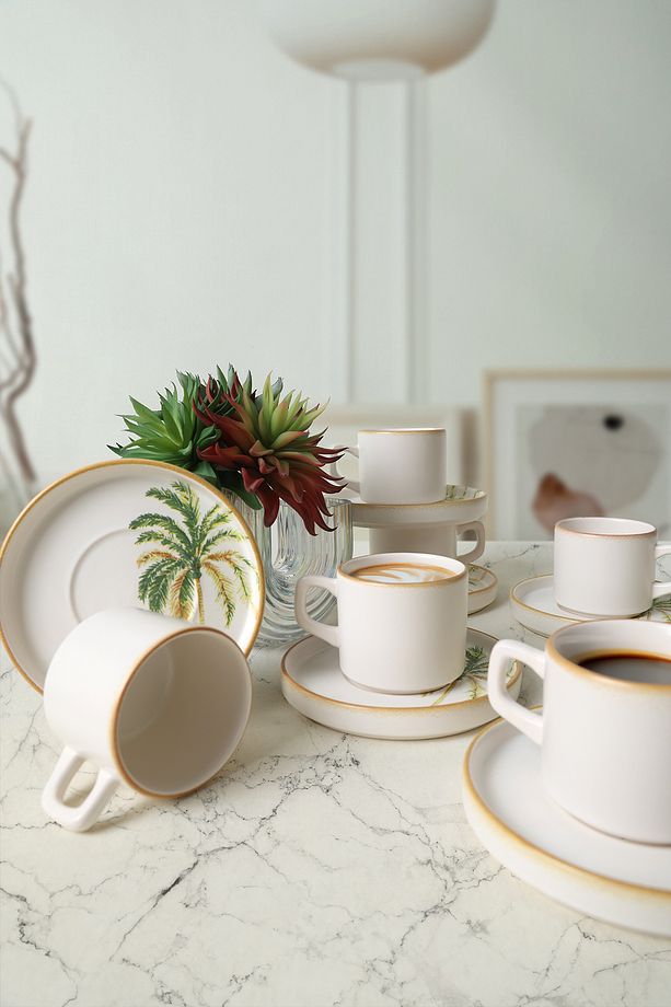 Bronze Palmiye Stackable Çay Takımı 12 Parça 6 Kişilik 22902-03 - 3
