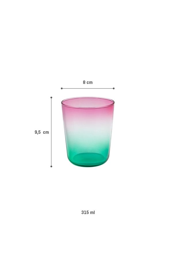 Renard 4'lü Su Bardağı Seti - Pembe/Yeşil - 315 ml - 4