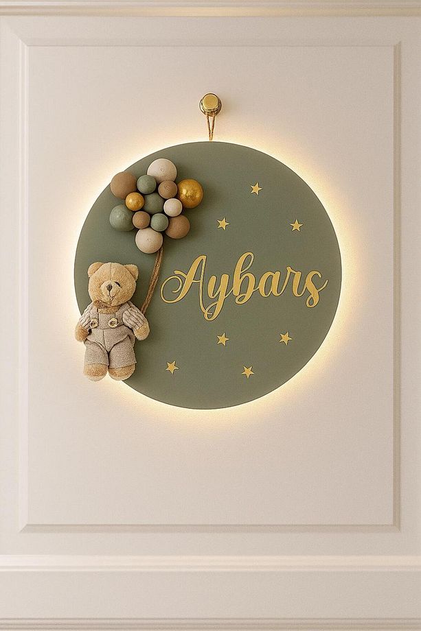 Bubble Ayıcıklı Ledli Bebek Kapı Süsü - Hastane Bebek Kapı Süsü - 1