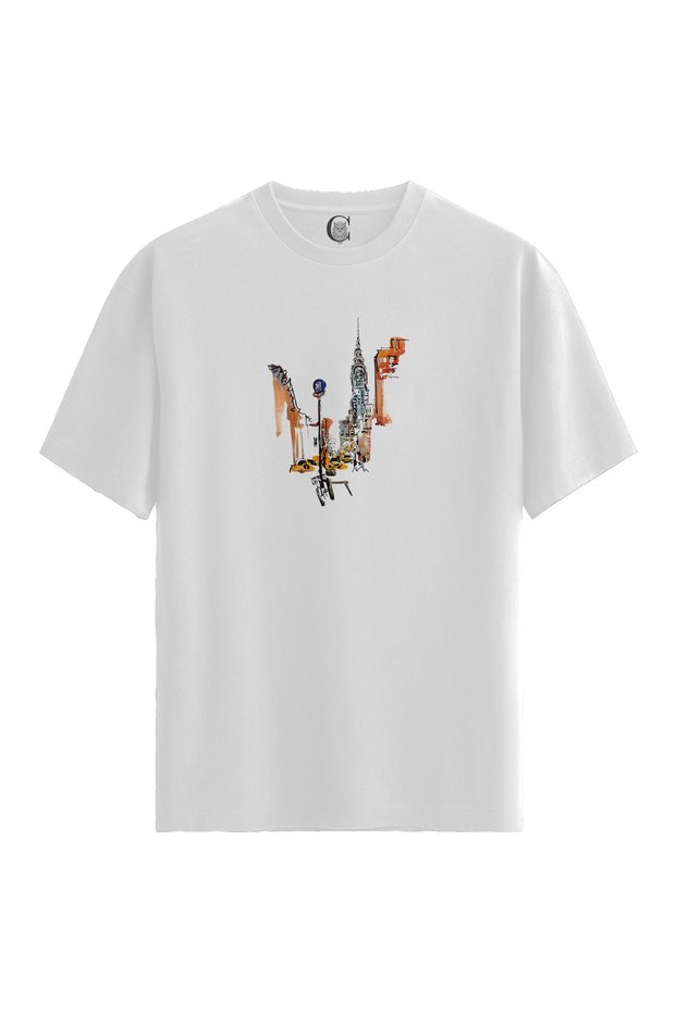 Men/Unisex White 100% Cotton Relaxed Fit (Casual Cut) Crew Neck Nyc Vibes Custom Printed T-Shirt