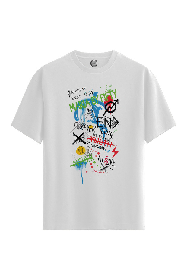 Women/Unisex White 100% Cotton Relaxed Fit Crew Neck Drift Custom Printed T-Shirt