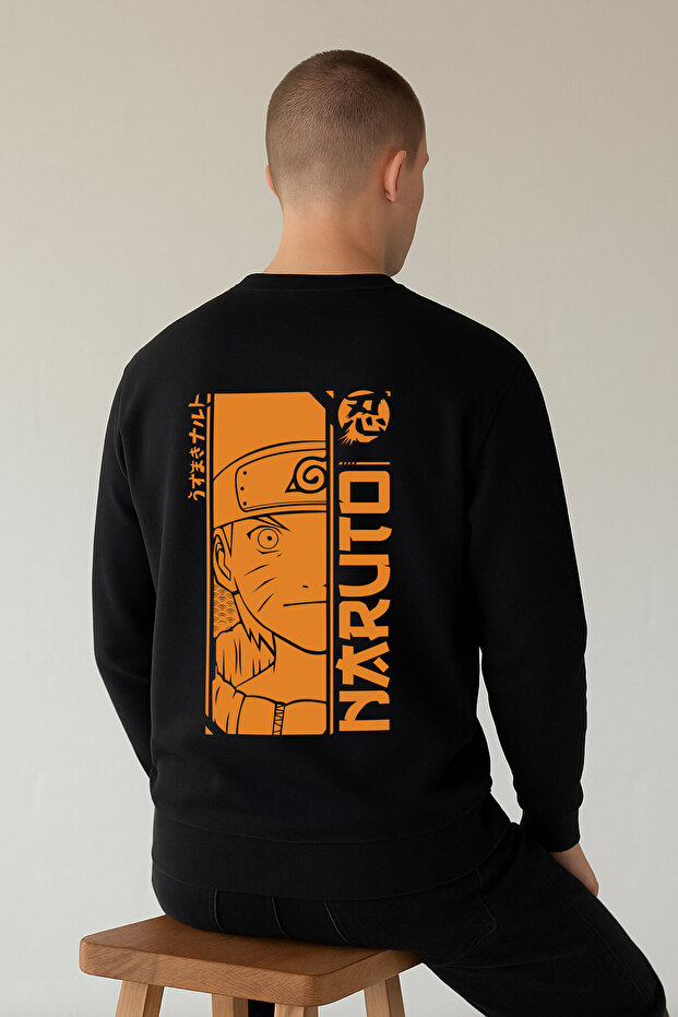 Lenithra Naruto Anime Back Printed Unisex Oversize Black Sweatshirt