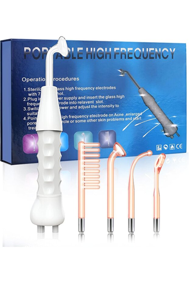 High Frequency Stick Face Portable Hand Electrode Stick Glass Tube Skin Therapy Device with 4 Electr