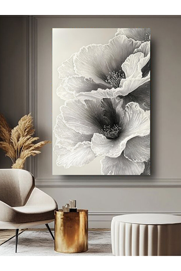 BEYAZ ÇİÇEK KANVAS TABLO - 4