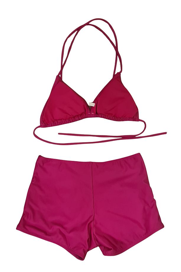 Pembe Kadın Üçgen Şortlu Bikini Takımı - 2