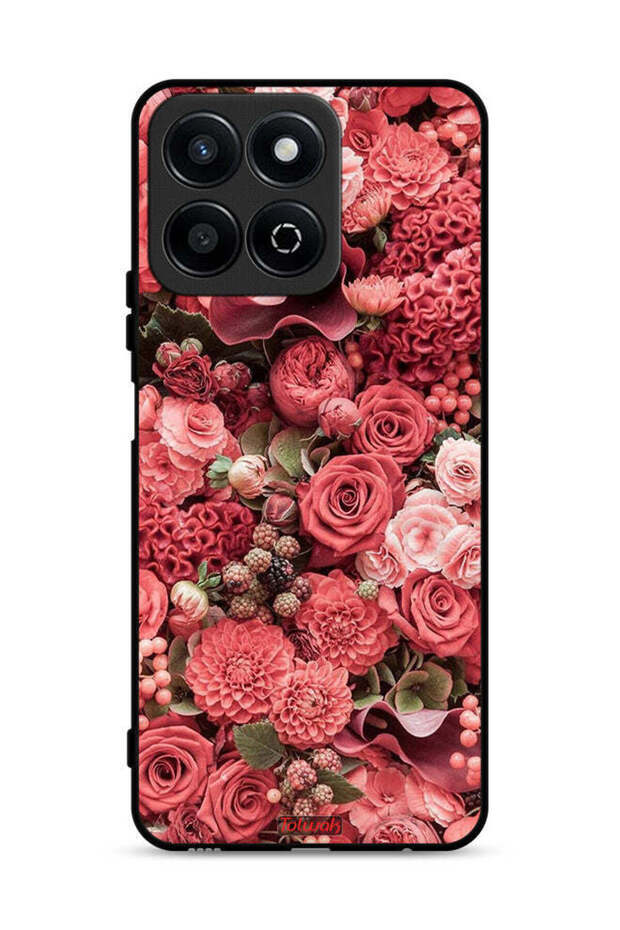 غطاء حماية لهاتف Honor Play 60 Plus 5G بلون الخوخ والورود