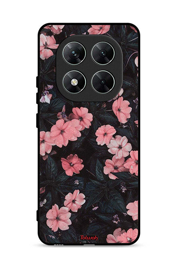 غطاء حماية لهاتف Xiaomi Poco X7 5G - لون الخوخ والورود الصغيرة