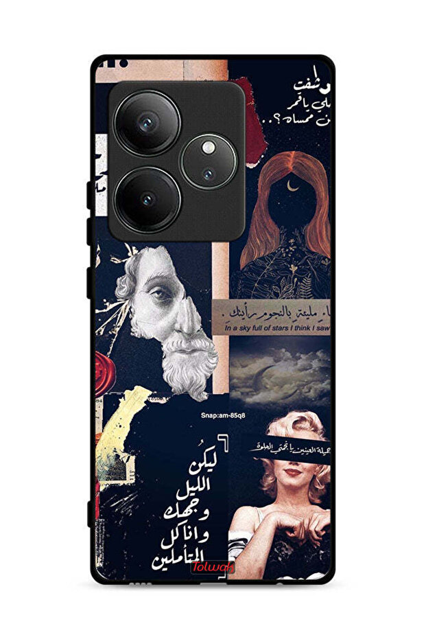 غطاء حماية لهاتف Realme GT 6 5G بعبارات عربية ووجوه مقطوعة