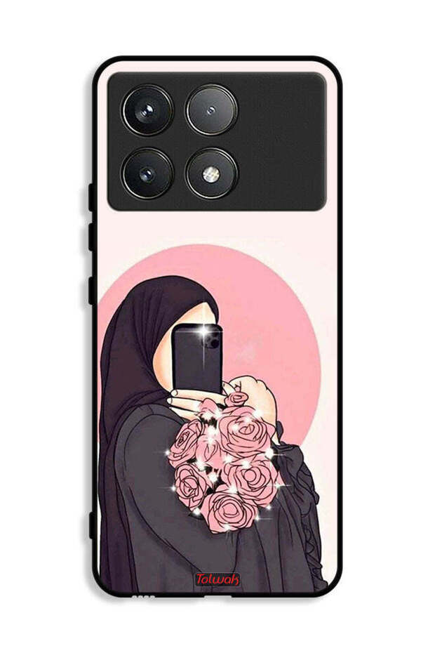 غطاء حماية Xiaomi Redmi K70E 5G مع فن التقاط صور سيلفي أثناء حمل الزهور