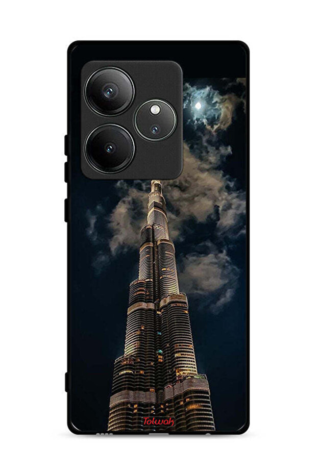 غطاء حماية لهاتف Realme GT 6 5G برسومات برج خليفة في الليل