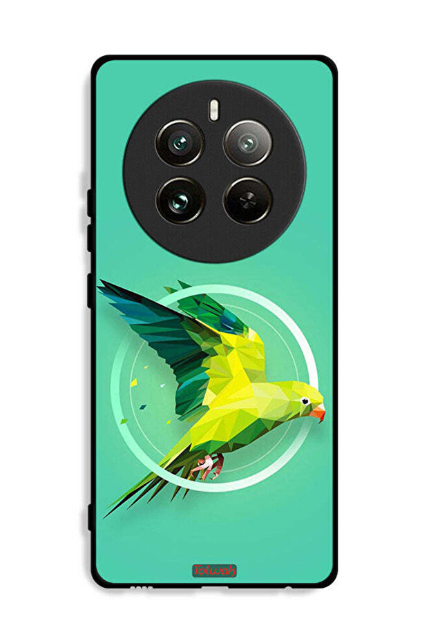 غطاء حماية لهاتف Realme 12 Pro Plus 5G بتصميم فن تجريدي ببغاء