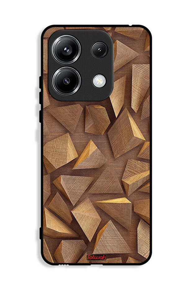 غطاء حماية لهاتف Xiaomi Poco M6 Pro 4G بتصميم قطع خشبية فنية
