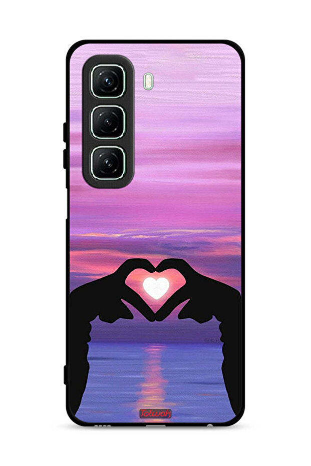 غطاء حماية لهاتف Infinix Hot 50 5G بتصميم قلب وقمر