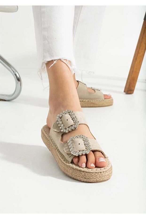Serrace Straw Sole Stone Flat Women's Daily Slippers