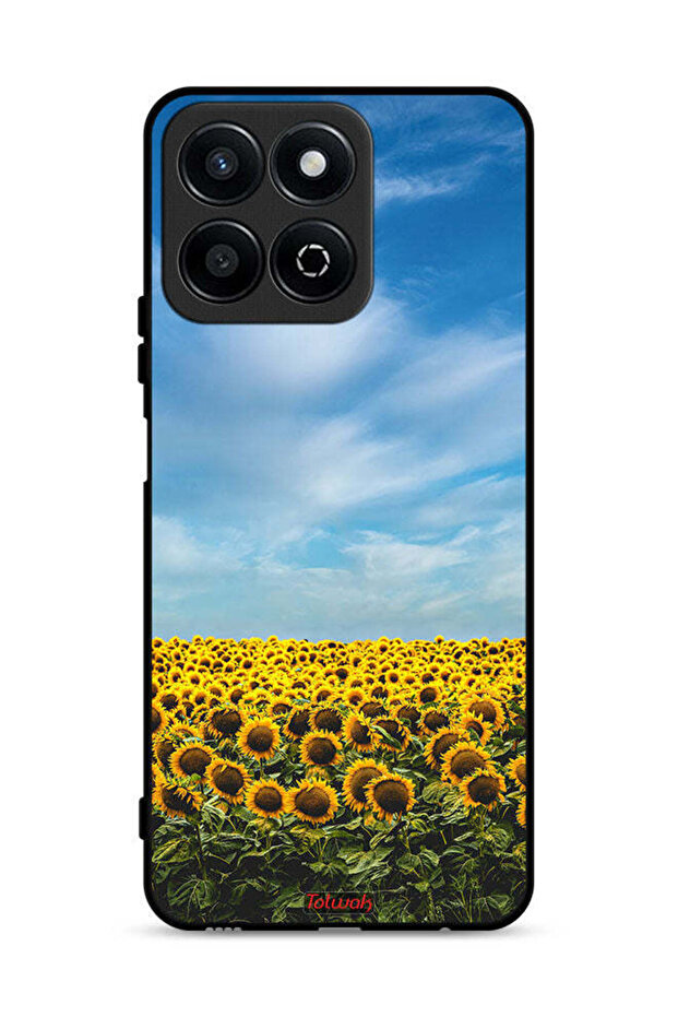 غطاء حماية لهاتف Honor Play 60 Plus 5G بطبعة عباد الشمس تحت السماء
