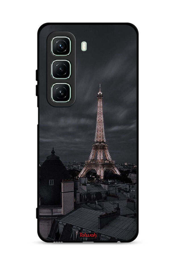 غطاء حماية لهاتف Infinix Hot 50 5G بتصميم برج إيفل في الليل