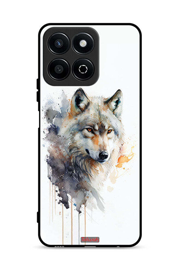 غطاء حماية لهاتف Honor Play 60 Plus 5G بتصميم فن تجريدي للذئب