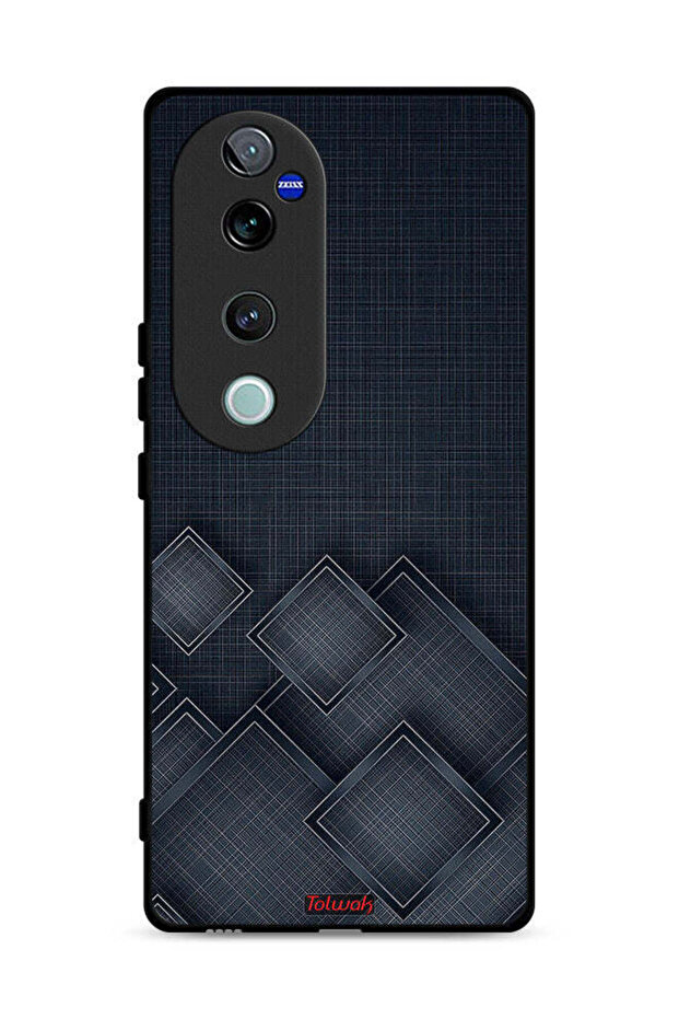 غطاء حماية لهاتف Vivo V40 Pro 5G بنقشة مربعات على القماش
