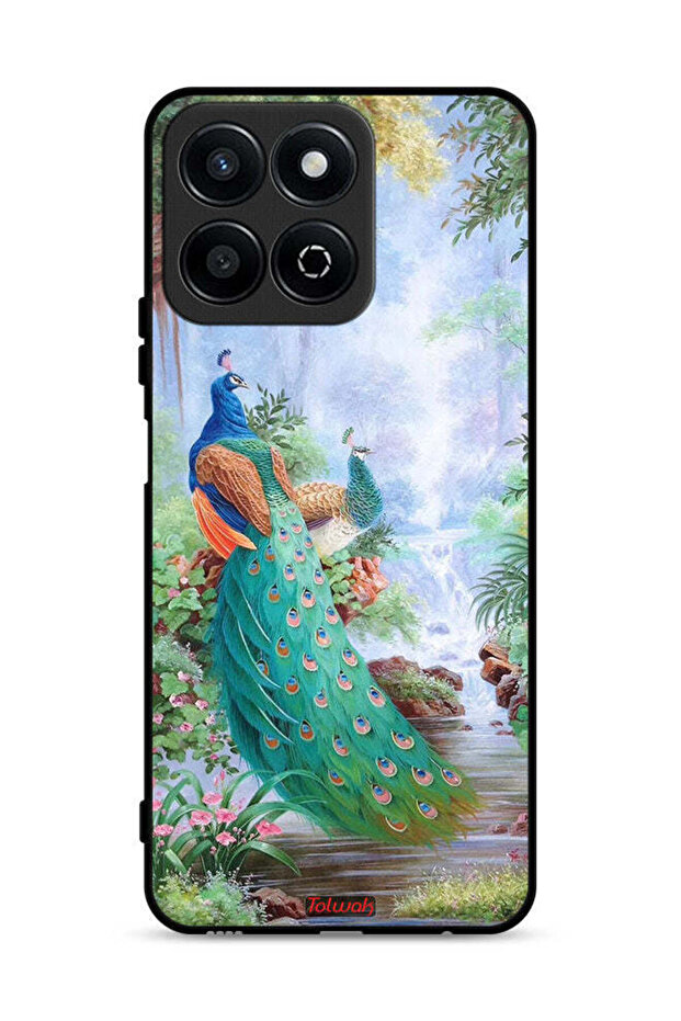 غطاء حماية لهاتف Honor Play 60 Plus 5G بنقشة الطاووس