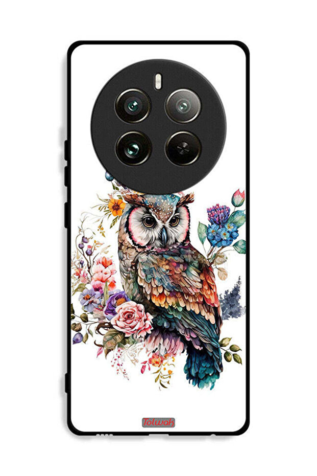 غطاء حماية لهاتف Realme 12 Pro Plus 5G بتصميم بومة فنية تجريدية