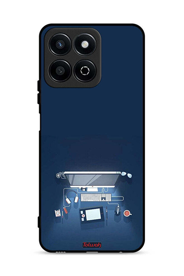 غطاء حماية لجهاز Honor Play 60 Plus 5G بتصميم فني لمكتب الكمبيوتر