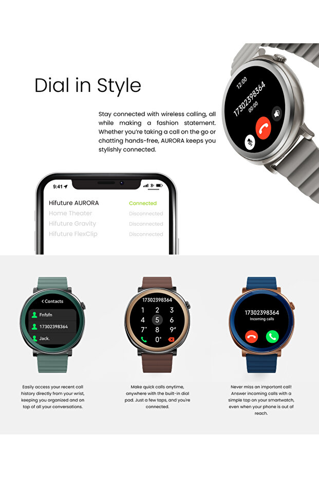 ساعة أورورا الذكية - فضية - 4