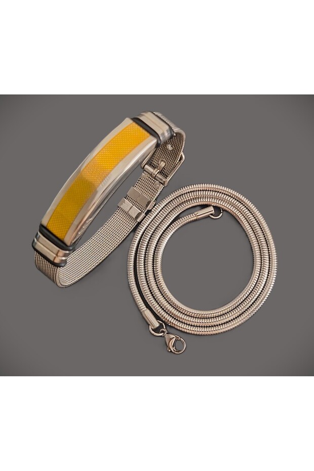 Double Product Deal Combination Stainless Steel Belt Model Men's Bracelet and Men's Necklace