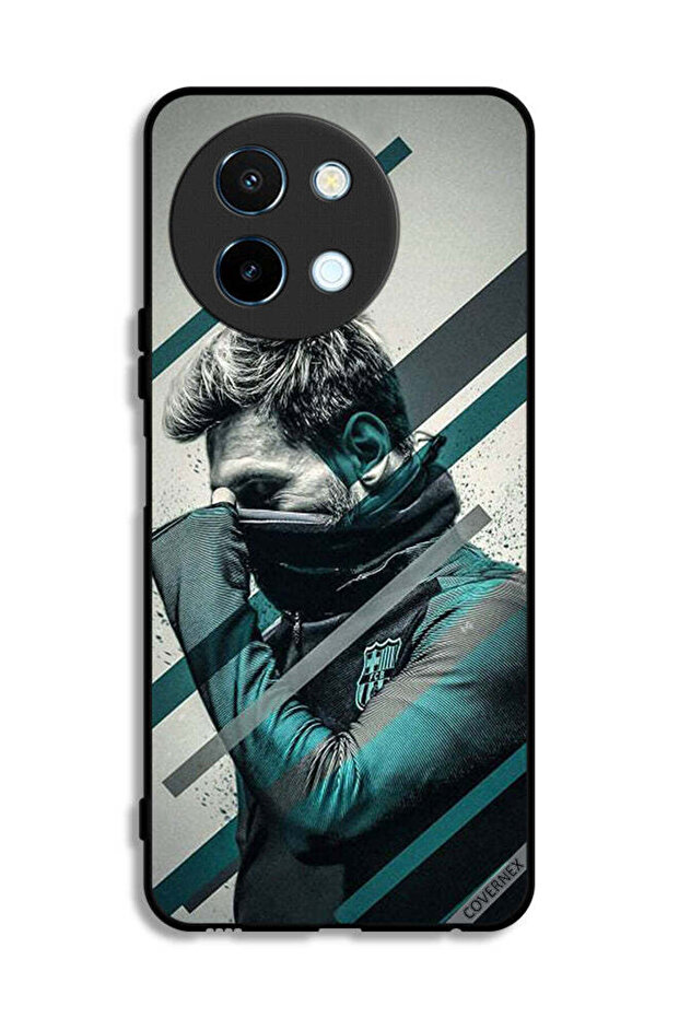 غطاء حماية لهاتف Vivo Y38 5G بنقشة وجه ميسي المختبئ