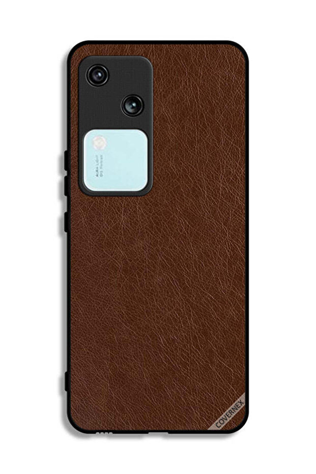 غطاء حماية جلدي بنمط هندسي لهاتف Vivo S18 5G