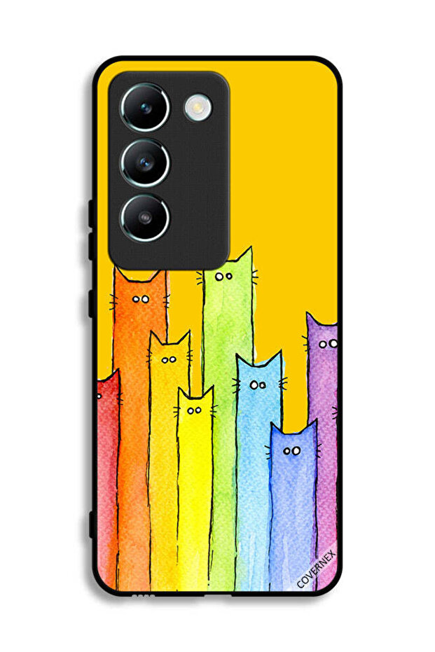غطاء حماية لهاتف Vivo Y100 4G برسومات قطة
