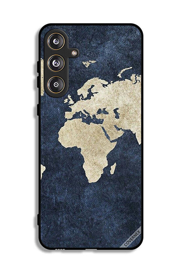 Samsung Galaxy M55 5G Protective Case Cover Map On Jeans Pattern
