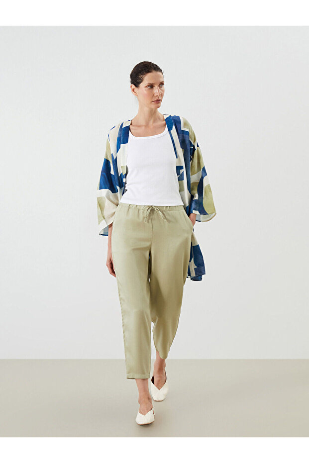 Carrot Cut Women's Trousers with Elastic Waist