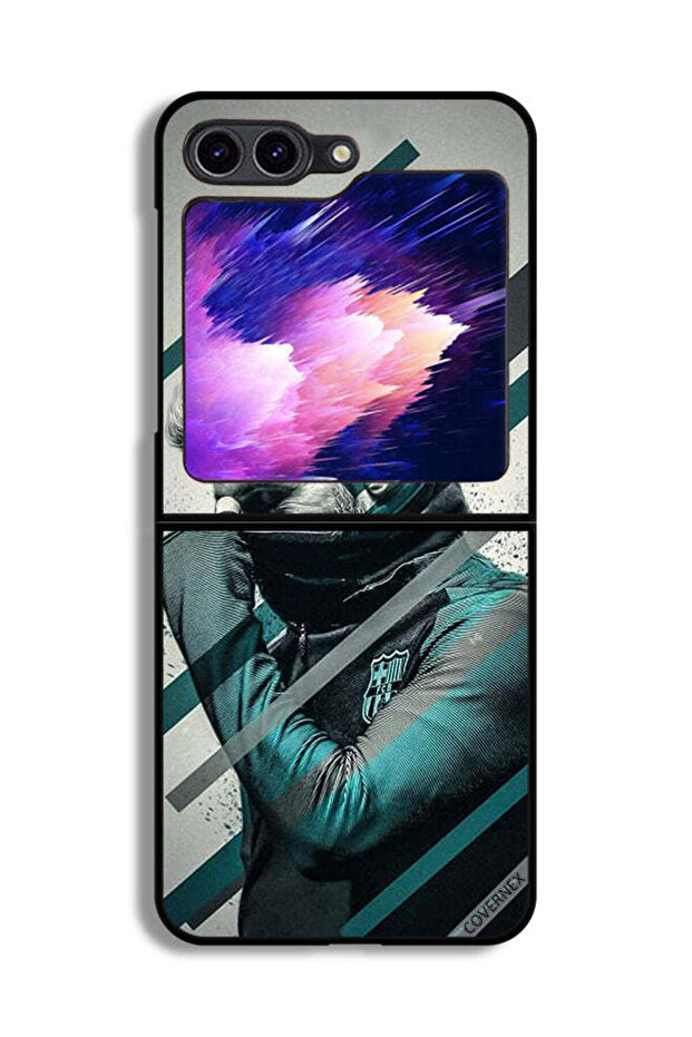 غطاء حماية لهاتف Samsung Galaxy Z Flip6 بتصميم وجه ميسي المختبئ