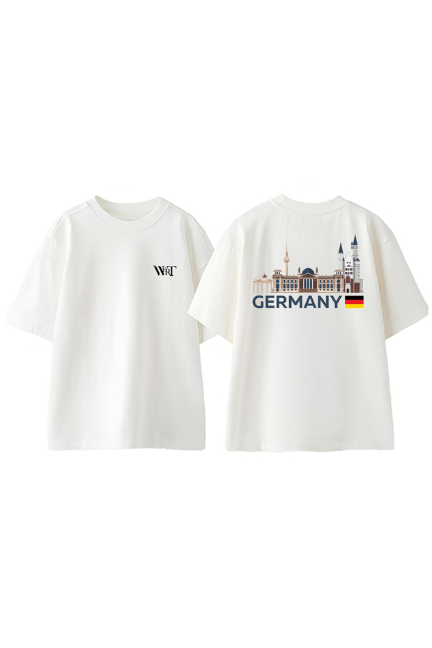 Germany 2 Design Back Printed Cotton White Oversize T-Shirt