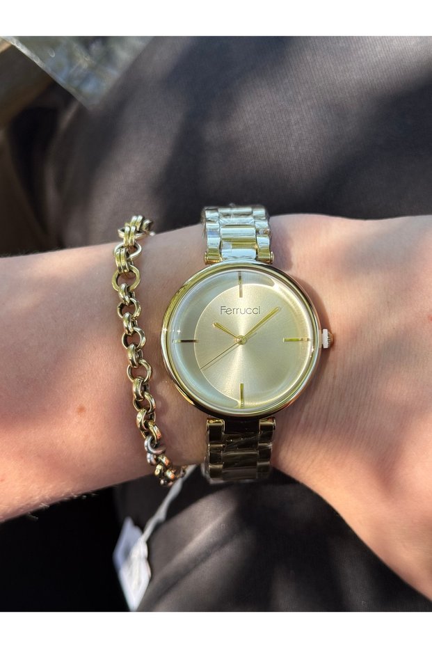 Gold Colored Simple Stylish Steel Cord Waterproof Women's Watch